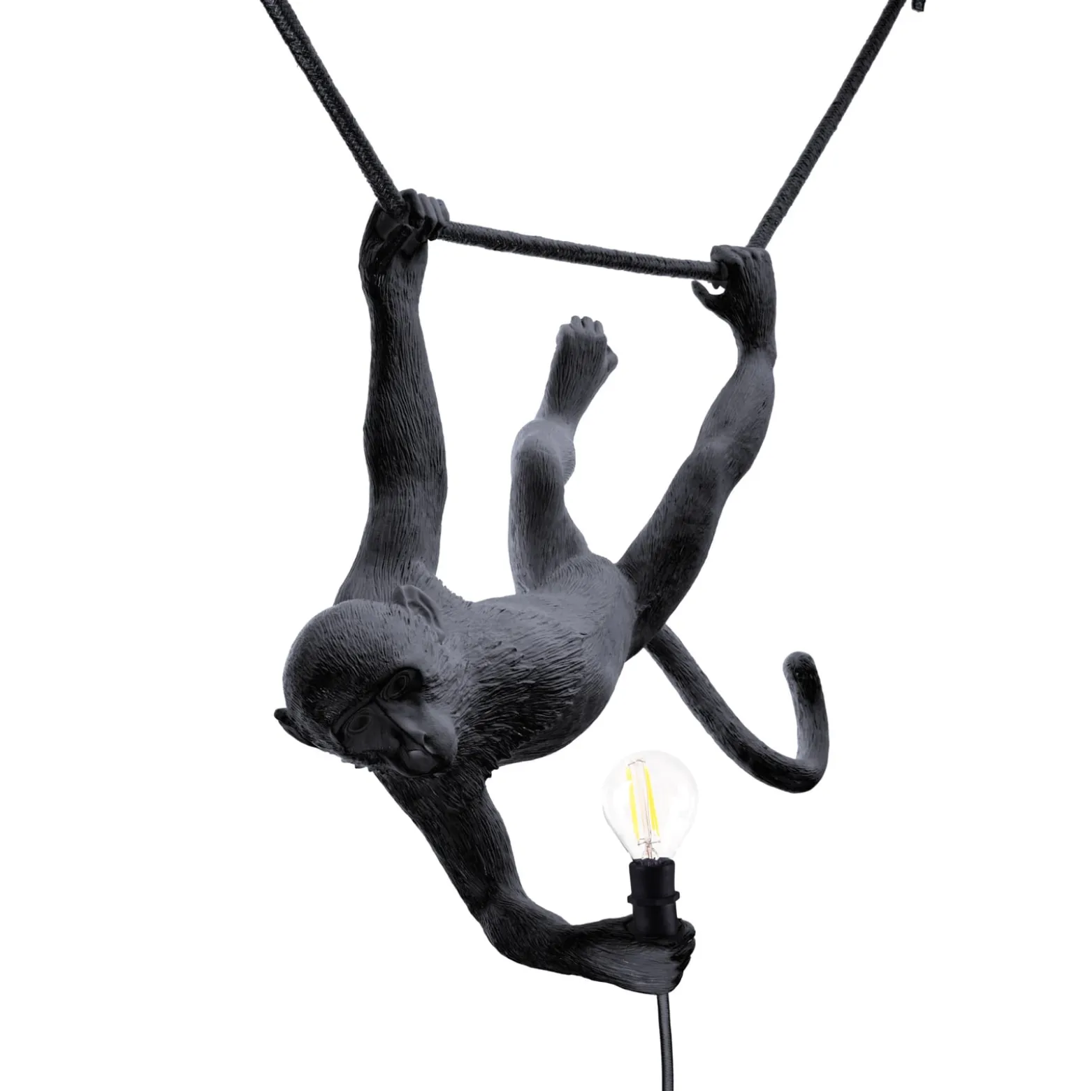 SELETTI Monkey Lamp, Breite 44 cm, schwarz, Stecker, IP44
