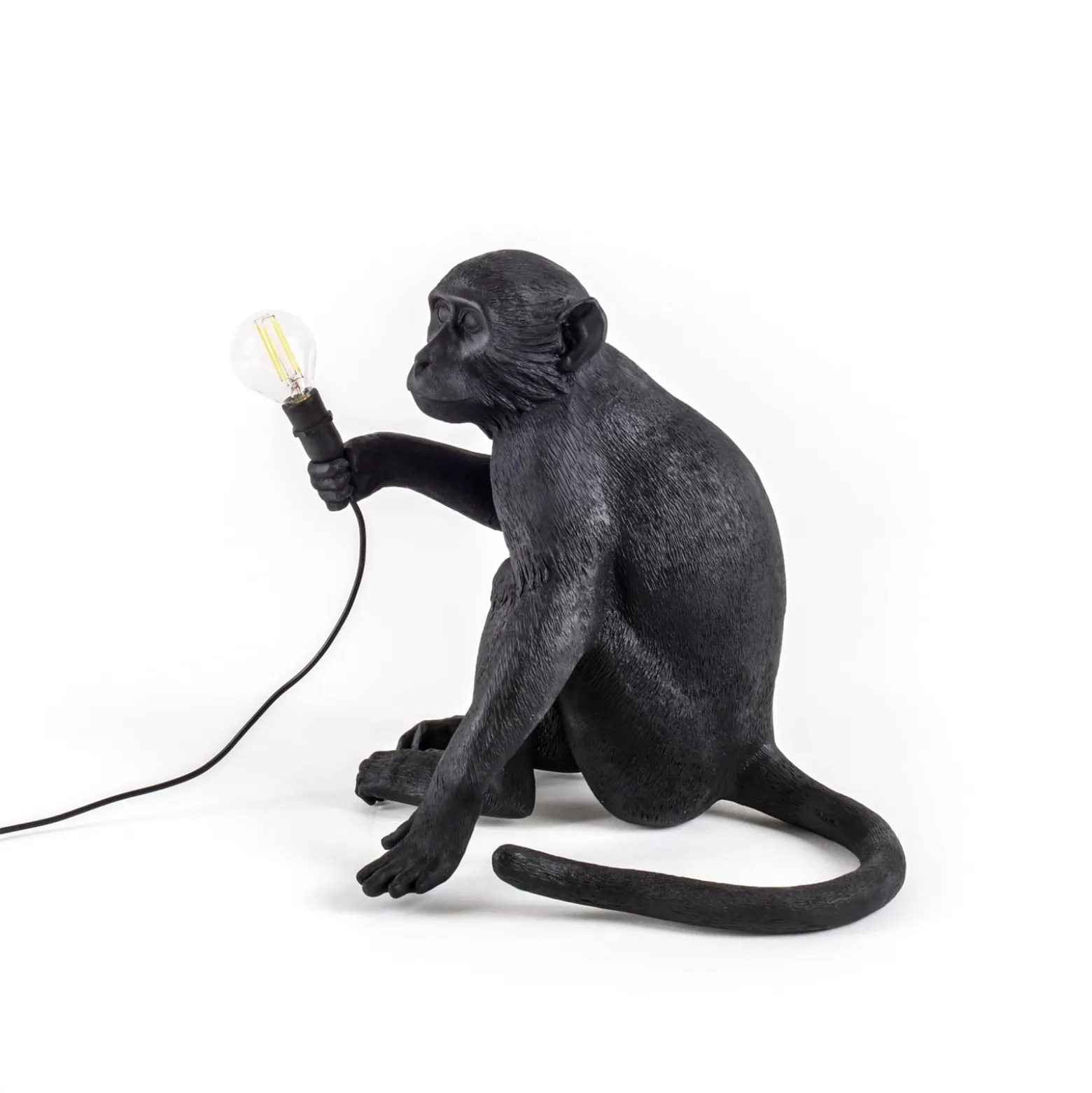 SELETTI Monkey Lamp Terrassenlampe sitzend schwarz