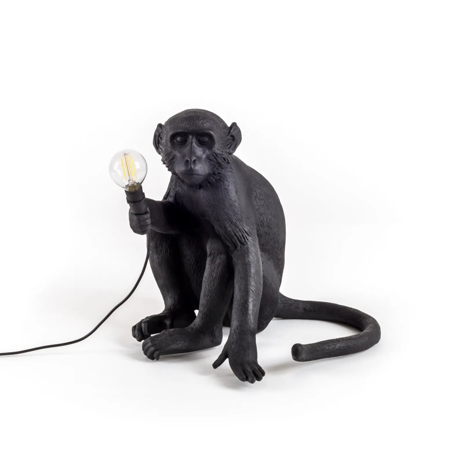 SELETTI Monkey Lamp Terrassenlampe sitzend schwarz