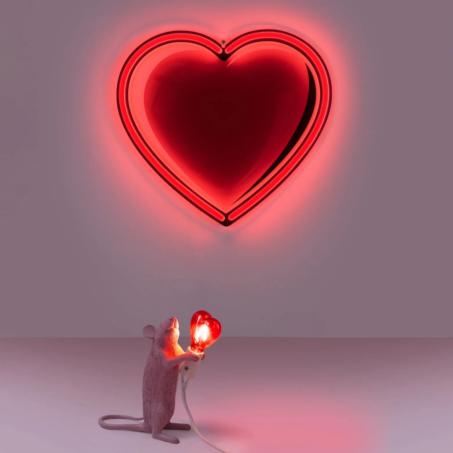 SELETTI Mouse Lamp Valentine Dekolampe USB weiß