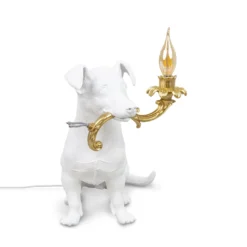 SELETTI Rio LED-Deko-Tischleuchte, Hund in Weiß
