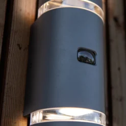 Sensor-Außenwandlampe FOCUS ROUND, dunkelgrau, 2 x GU10 IP44