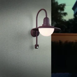 Sensor-Außenwandlampe NORMAN, rost, Ø 30 cm Metall/Glas IP44