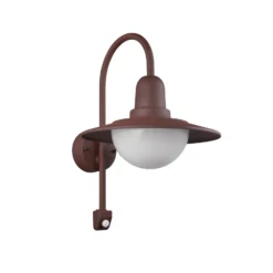 Sensor-Außenwandlampe NORMAN, rost, Ø 30 cm Metall/Glas IP44