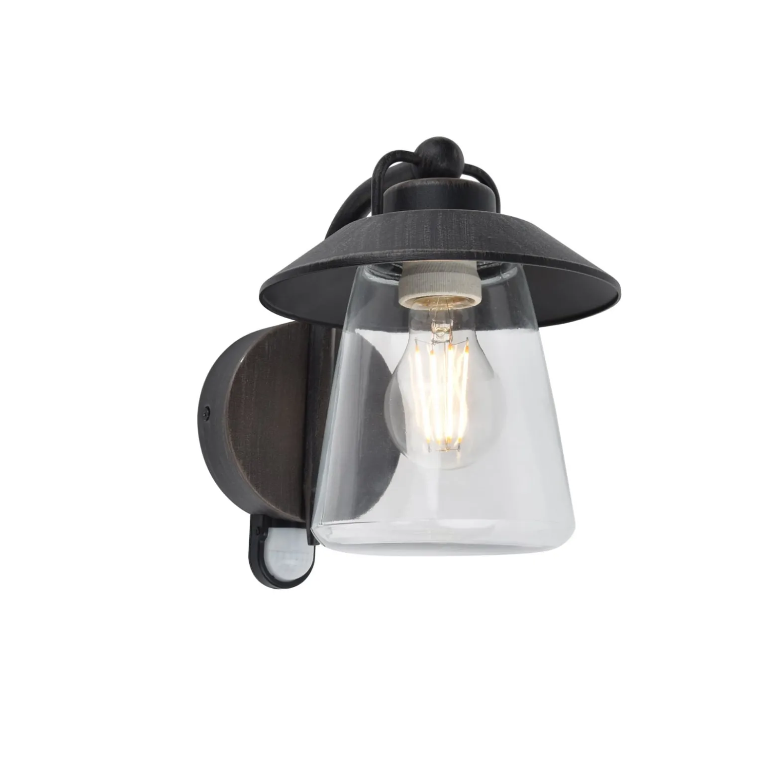 Sensor-Außenwandleuchte CATE, schwarz, 22 cm, IP44, E27
