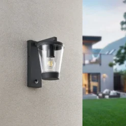 Sensor-Außenwandleuchte CAVADO, anthrazit, Höhe 28 cm, IP44