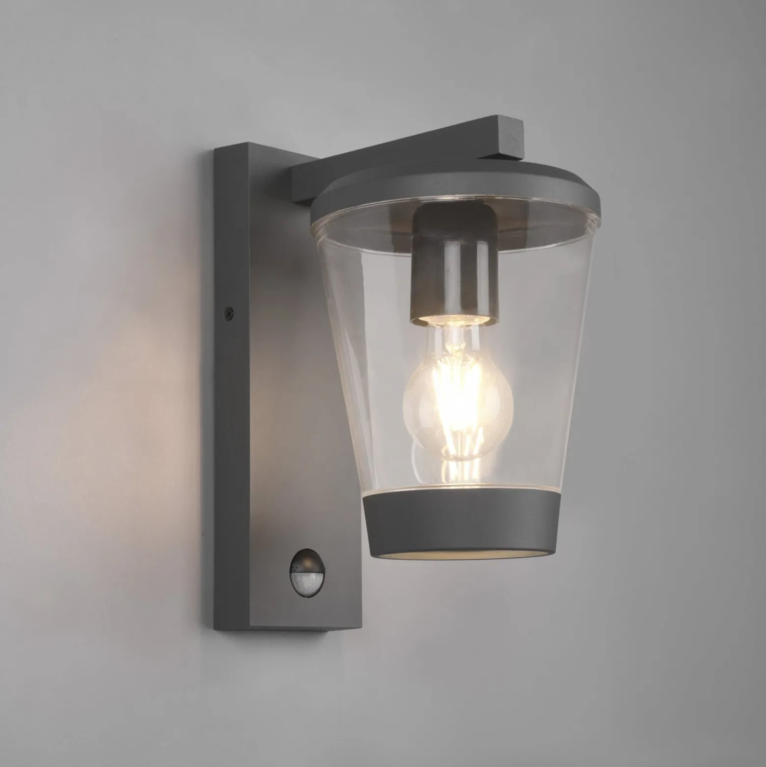 Sensor-Außenwandleuchte CAVADO, anthrazit, Höhe 28 cm, IP44