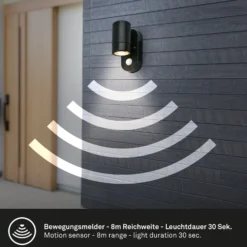 Sensor-Außenwandleuchte 3789015, schwarz, Kunststoff, GU10