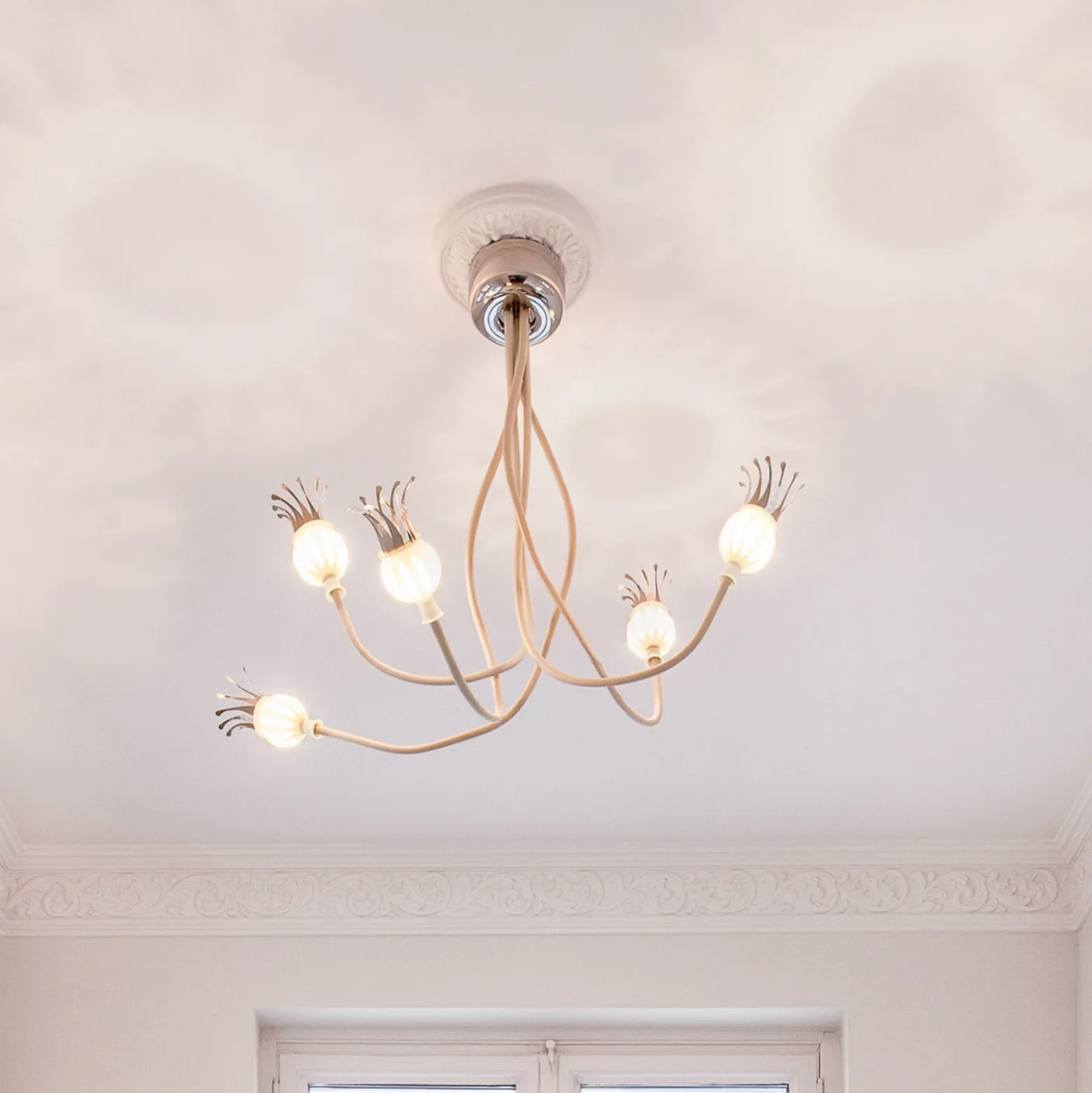 serien.lighting Poppy Decke, 5fl beige/keramik
