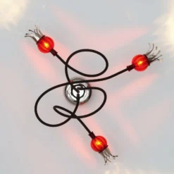 serien.lighting Poppy Decke, 3fl schwarz/rubinrot