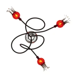 serien.lighting Poppy Decke, 3fl schwarz/rubinrot