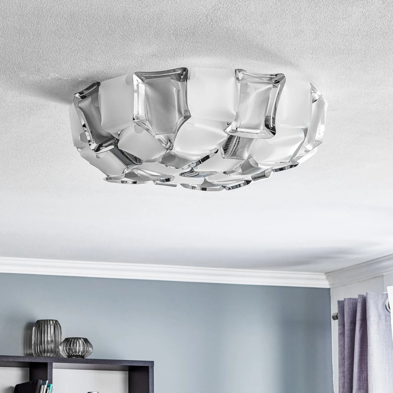 Slamp Mida Deckenleuchte, 50 cm, weiß-platin