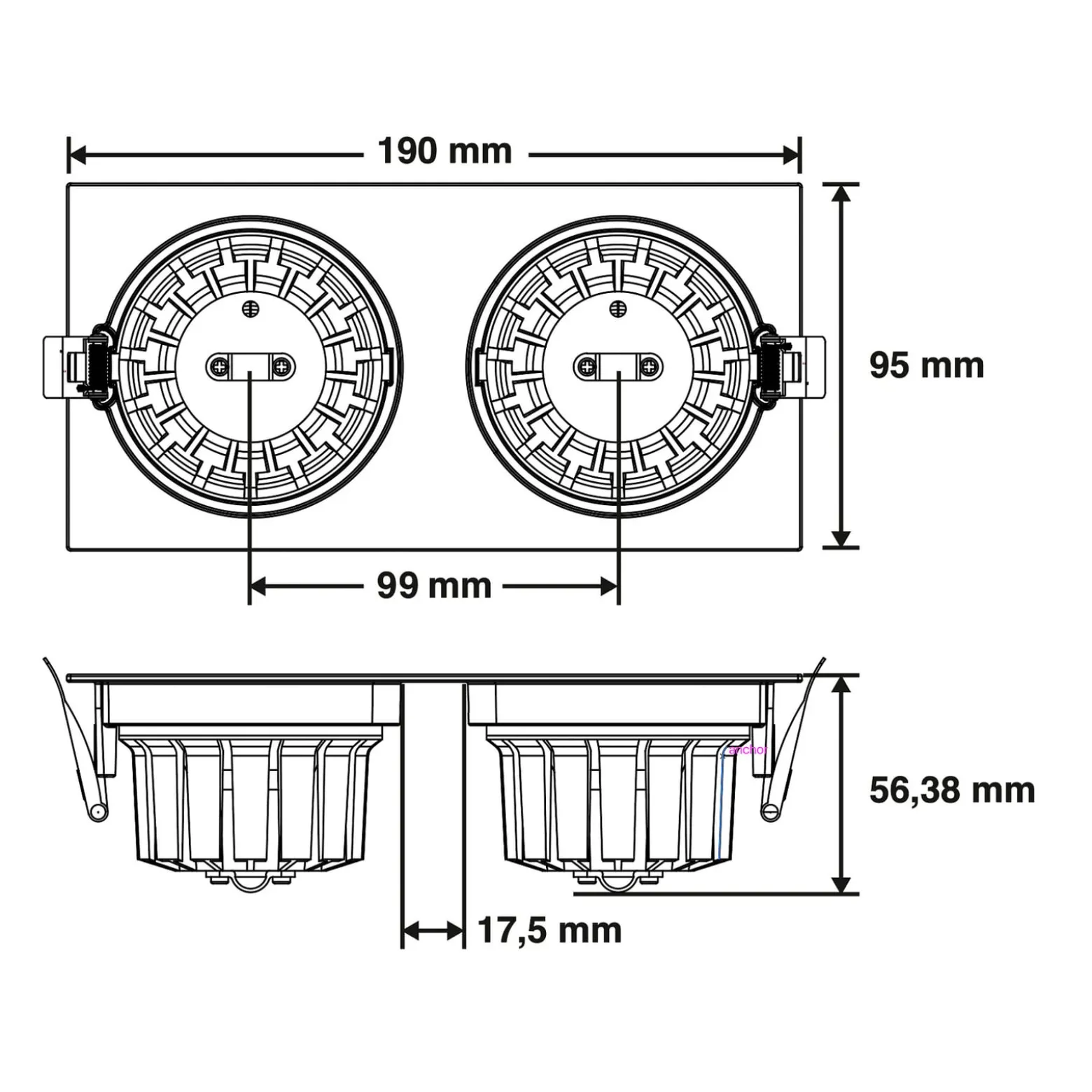 SLC DL04 Square X2 LED-Einbauleuchte 2700K schwarz