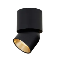 SLC LED-Deckenstrahler CUP, schwarz/gold, 930, Ø 7,5 cm, dim