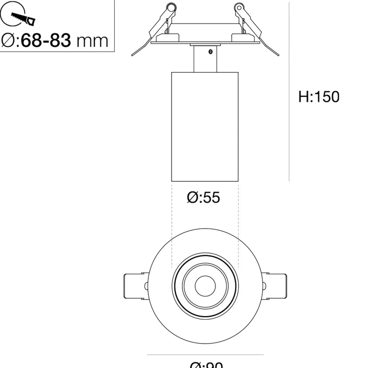 SLC LED-Einbauspot Art, 1-fl., schwarz, 2.700 K, Aluminium