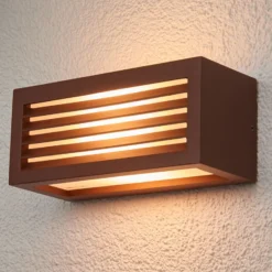 SLV Box L E27 Außenwandleuchte, rostbraun