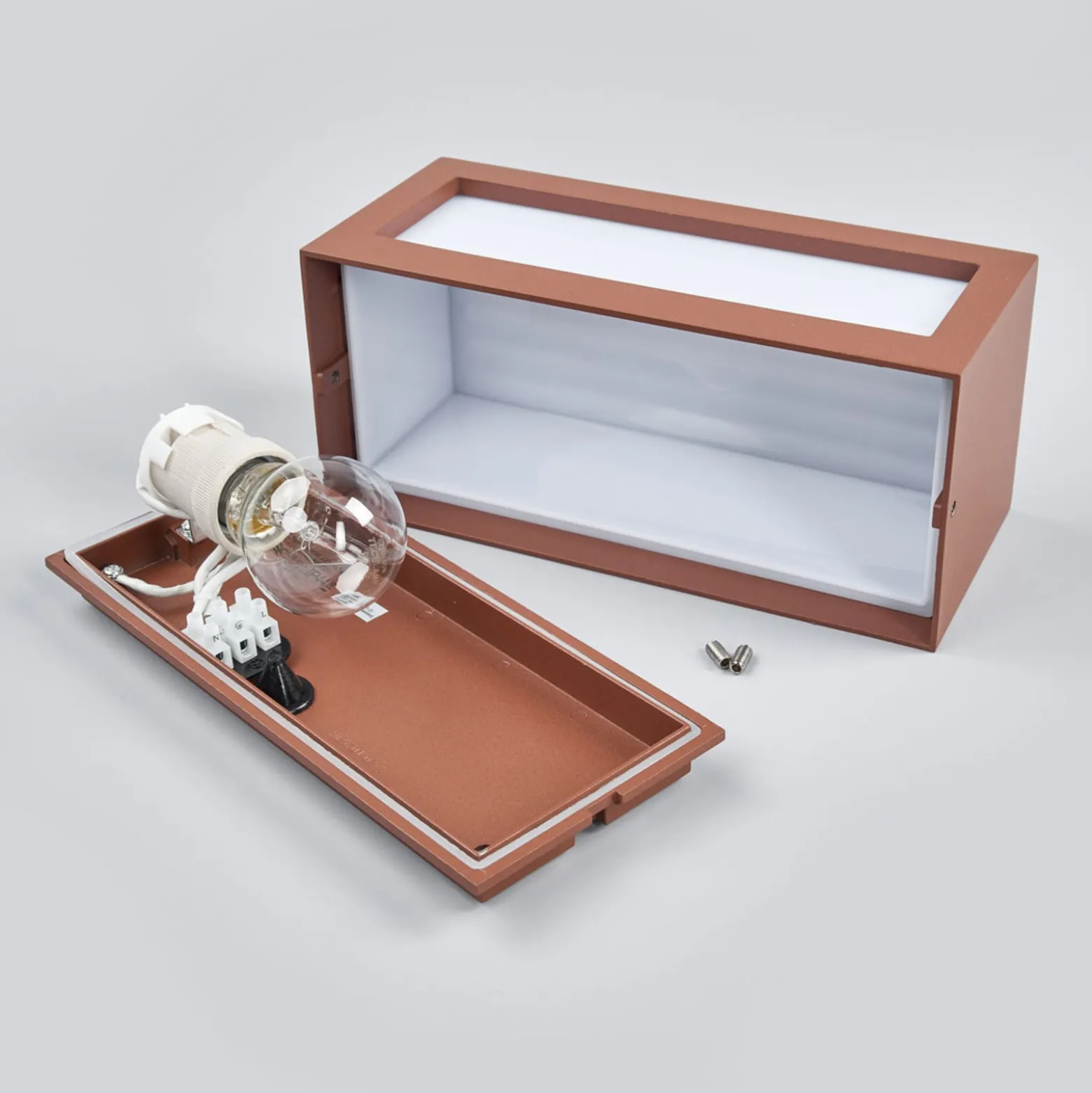 SLV Box L E27 Außenwandleuchte, rostbraun