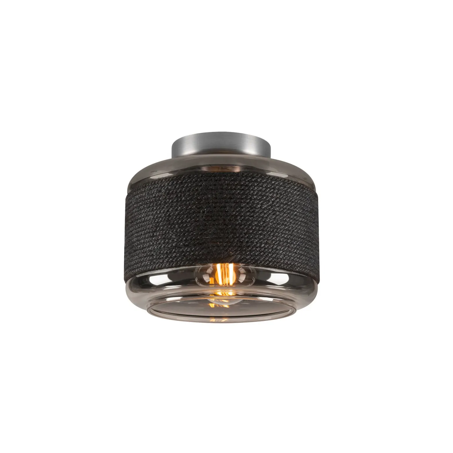 SLV Deckenlampe Pantilo Rope 19, schwarz/grau/silber, Glas