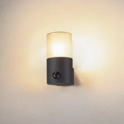 SLV Grafit Außenwandleuchte zylindrisch mit Sensor