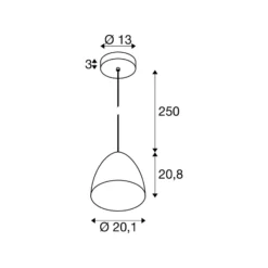 SLV Hängelampe Para Cone, Ø 30 cm, schwarz/goldfarben