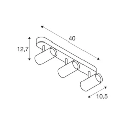 SLV LED-Deckenstrahler Noblo, 3.000 K, schwarz, Länge 40 cm