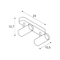 SLV LED-Deckenstrahler Noblo, Länge 24 cm, Metall, 2-flg.