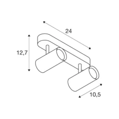 SLV LED-Deckenstrahler Noblo, schwarz, 2.700 K, Länge 24 cm