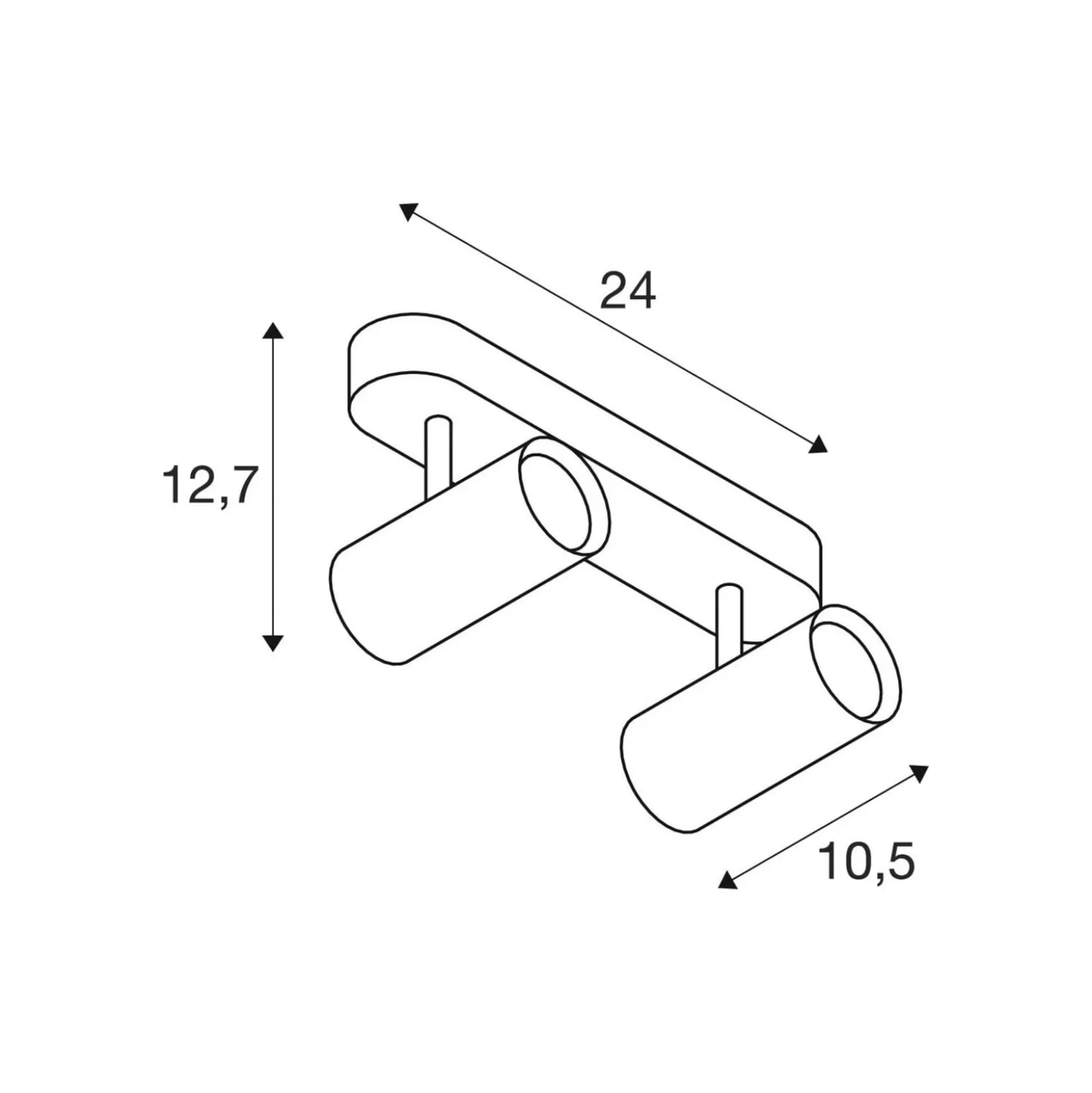 SLV LED-Deckenstrahler Noblo, weiß, 2.700 K, Länge 24 cm