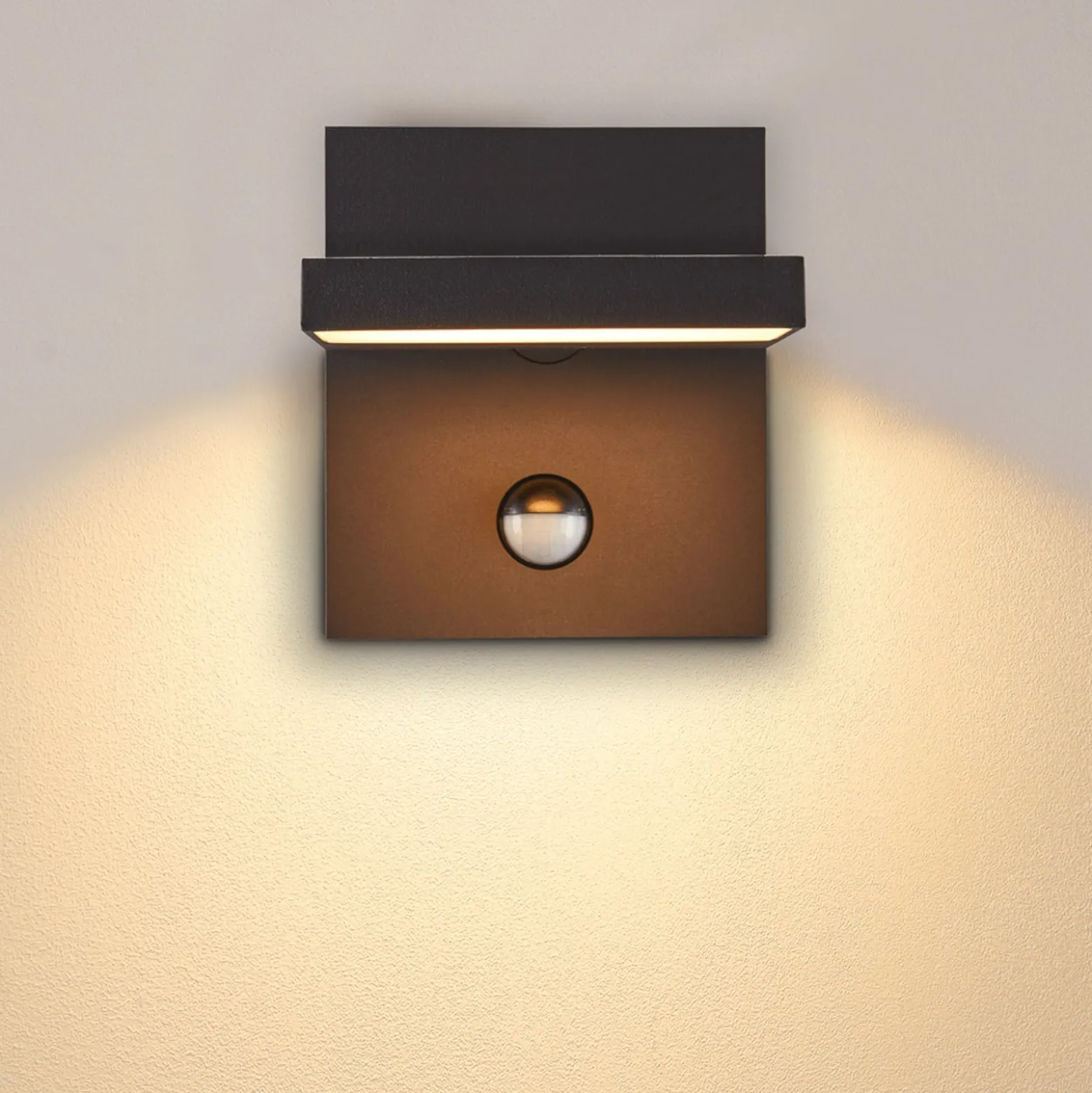 SLV LED-Wandlampe Abridor, anthrazit, Breite 14 cm, Sensor
