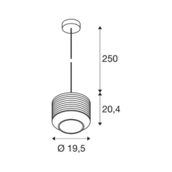 SLV Pendellampe Pantilo Rope 20, schwarz/grau/silber, Glas