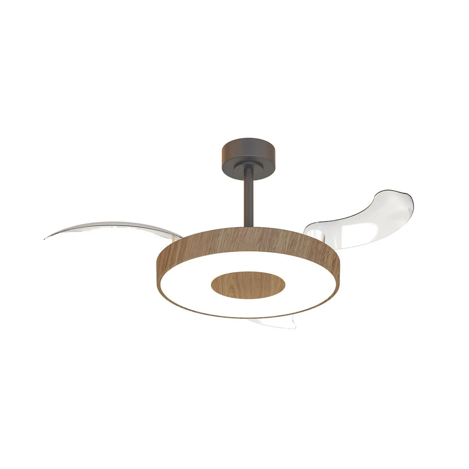 Smart LED-Deckenventilator Coin, holz/schwarz, DC, leise