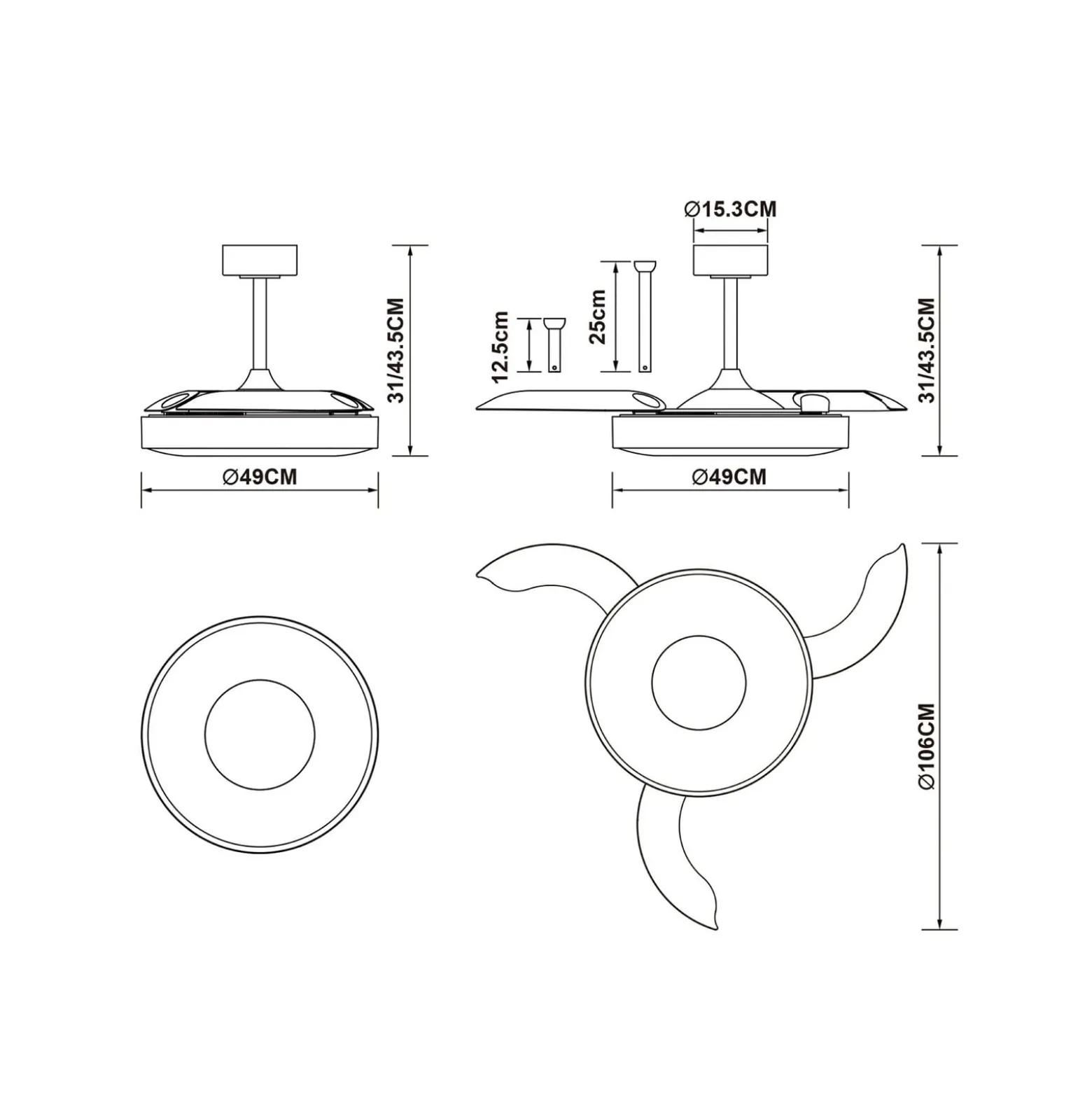 Smart LED-Deckenventilator Coin, holz/schwarz, DC, leise