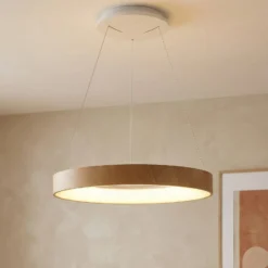 Smart LED-Hängelampe Niseko II, Ø 38,cm, holzfarben, CCT