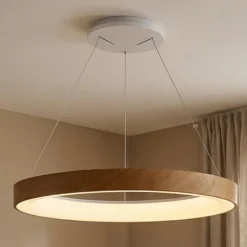 Smart LED-Hängelampe Niseko II, Ø 50 cm, holzfarben, CCT