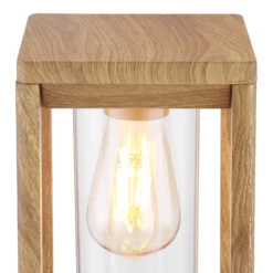 Sockelleuchte Candela in Holzoptik, Höhe 35cm