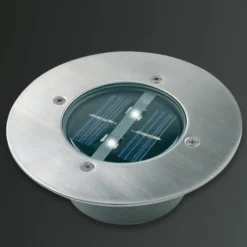 Solar-LED-Bodeneinbaustrahler Lugo, IP44, Edelstahl, Glas