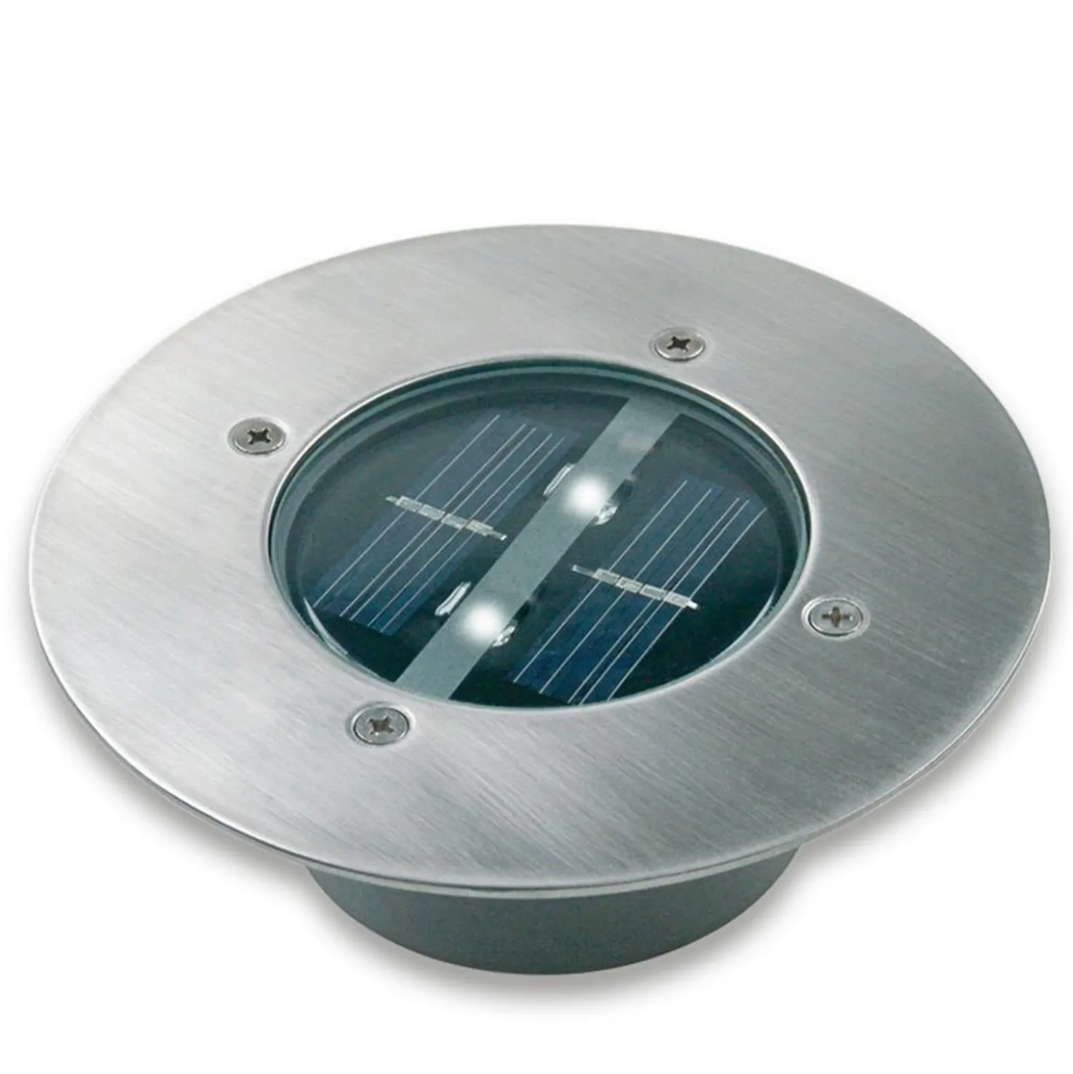 Solar-LED-Bodeneinbaustrahler Lugo, IP44, Edelstahl, Glas