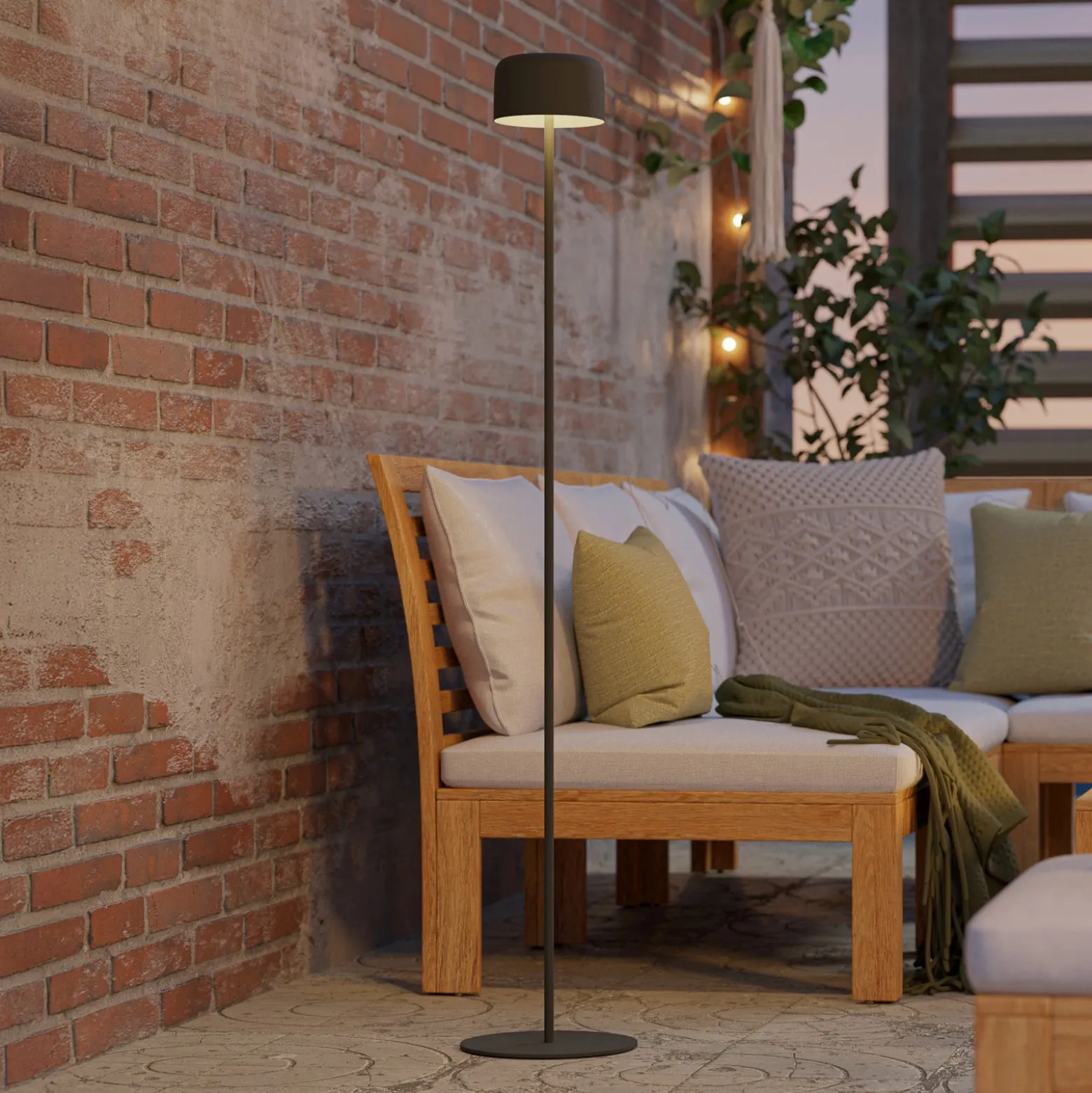 Solar-LED-Terrassenlampe Roccanova-L, grün, Höhe 120 cm