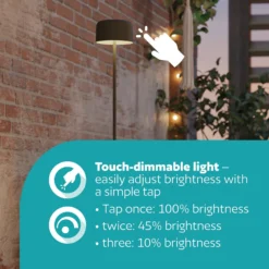 Solar-LED-Terrassenlampe Roccanova-L, grün, Höhe 120 cm