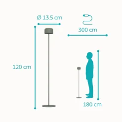 Solar-LED-Terrassenlampe Roccanova-L, grün, Höhe 120 cm