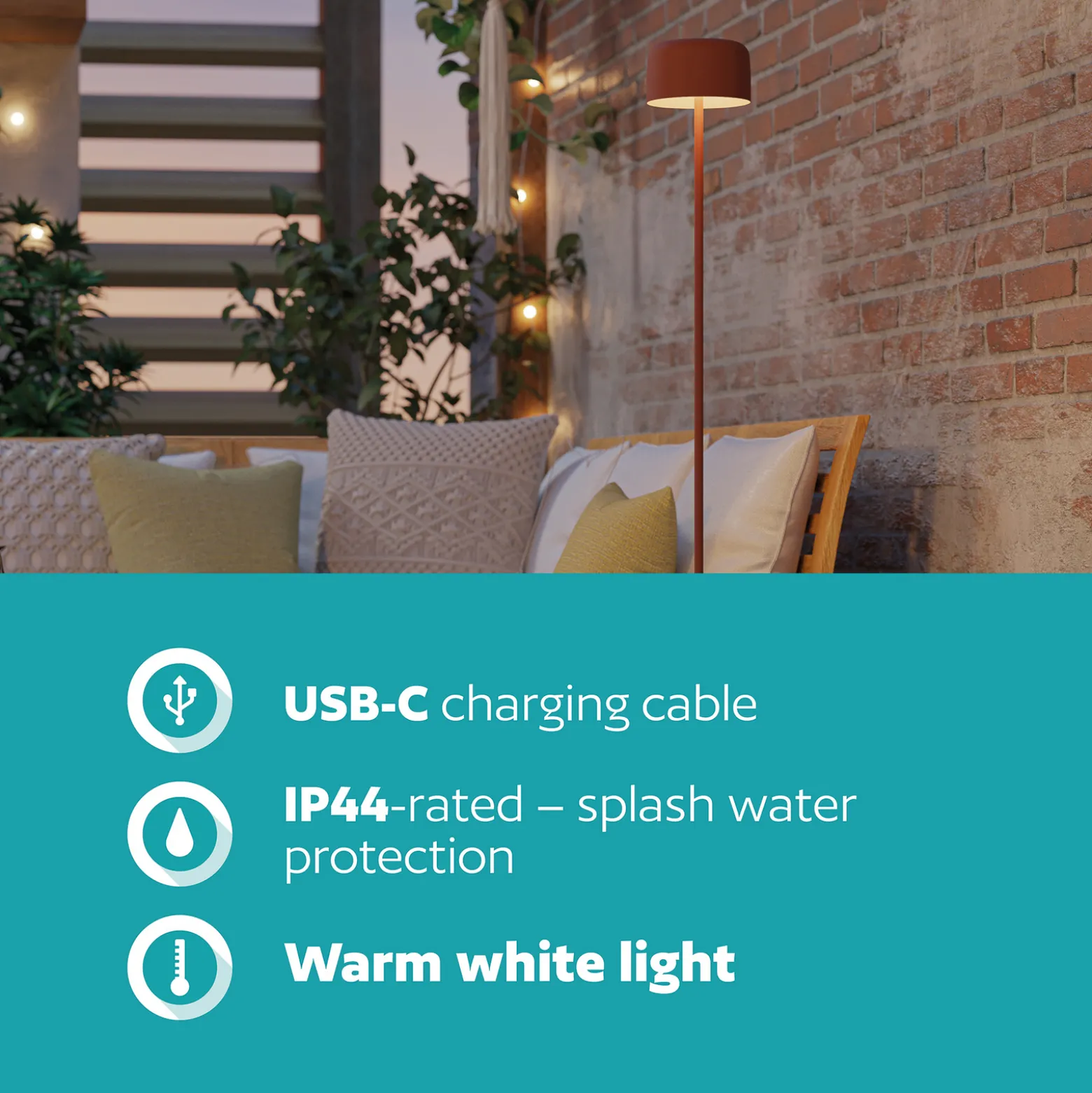 Solar-LED-Terrassenlampe Roccanova-L orangefarben Höhe 120cm