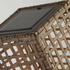 Solar-LED-Terrassenleuchte Marcjanna, braun, Rattan, 47 cm