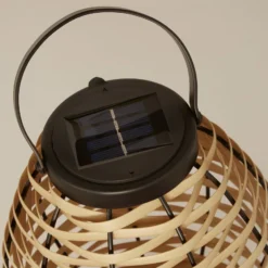 Solar-LED-Terrassenleuchte Netan, braun, Rattan, 23 cm, IP44
