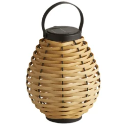 Solar-LED-Terrassenleuchte Netan, braun, Rattan, 23 cm, IP44