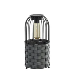 Solar-LED-Terrassenleuchte Tahoa, 26cm, grau, Rattan, IP44