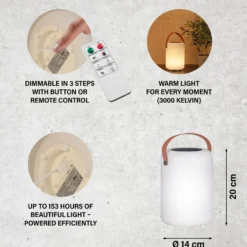 Solar-LED-Tischleuchte Orno, warmweiß und RGB