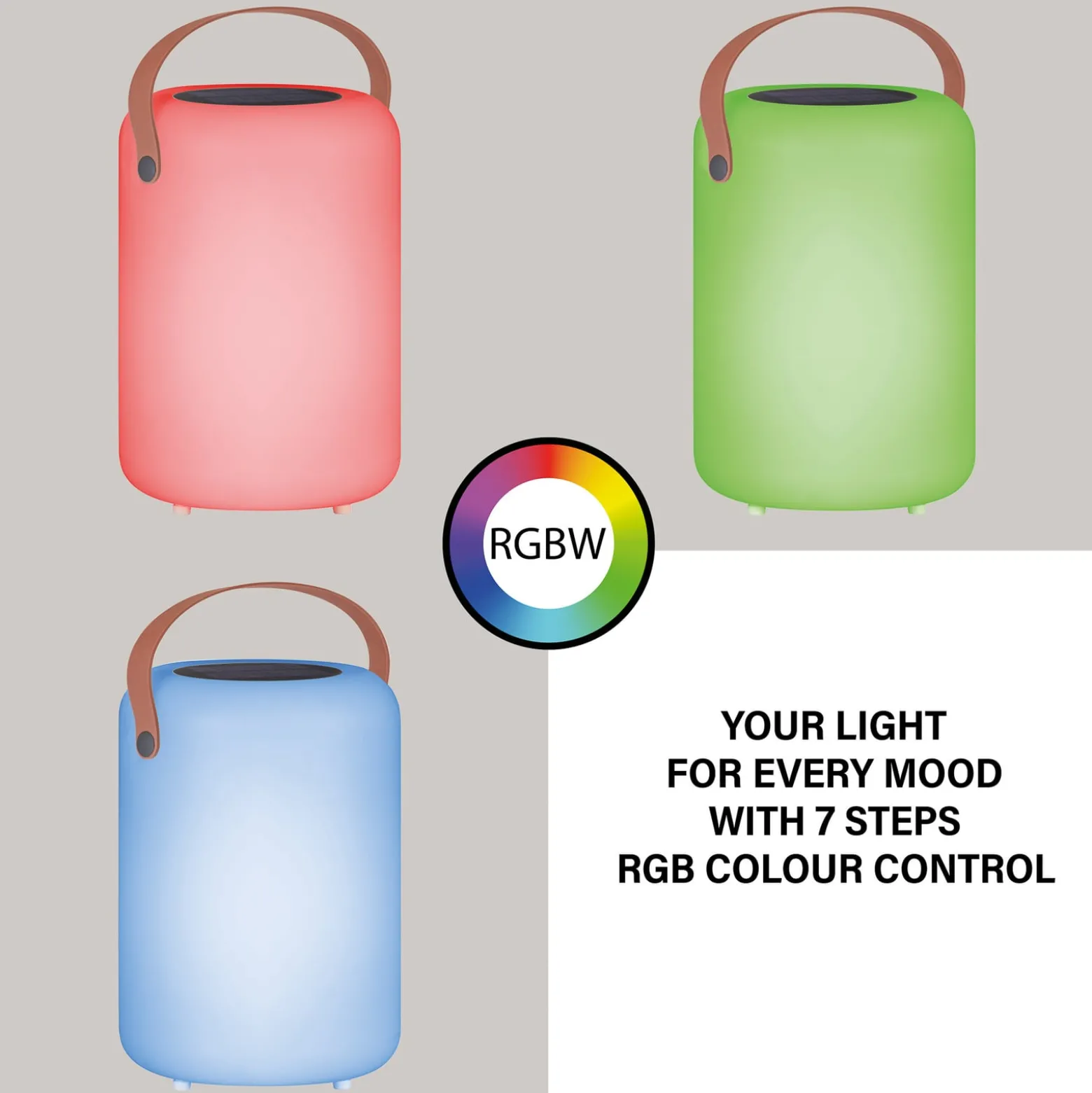 Solar-LED-Tischleuchte Orno, warmweiß und RGB