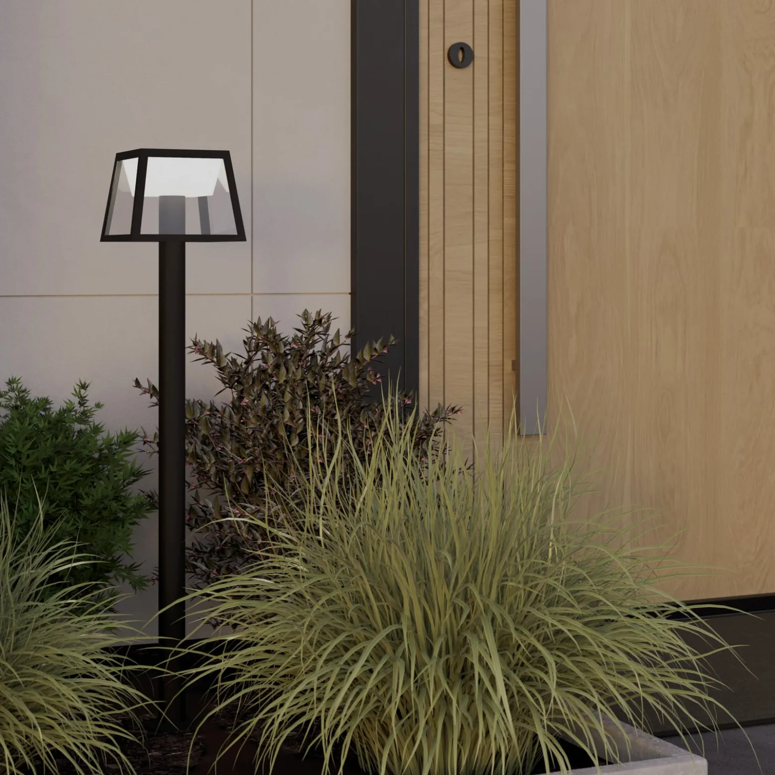 Solar-LED-Wegeleuchte Altilia, Höhe 106 cm, schwarz, Sensor