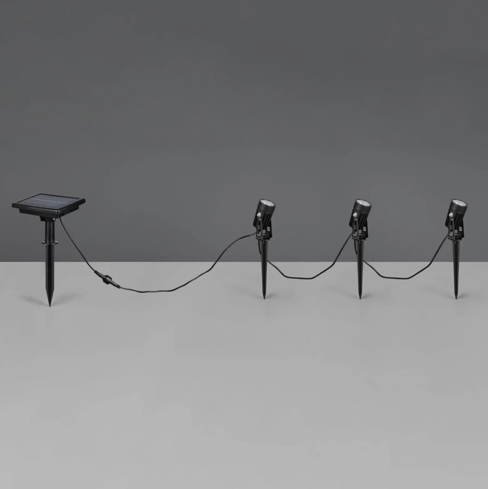 Solar-Strahler Obidos, schwarz matt, Aluminium, 3er