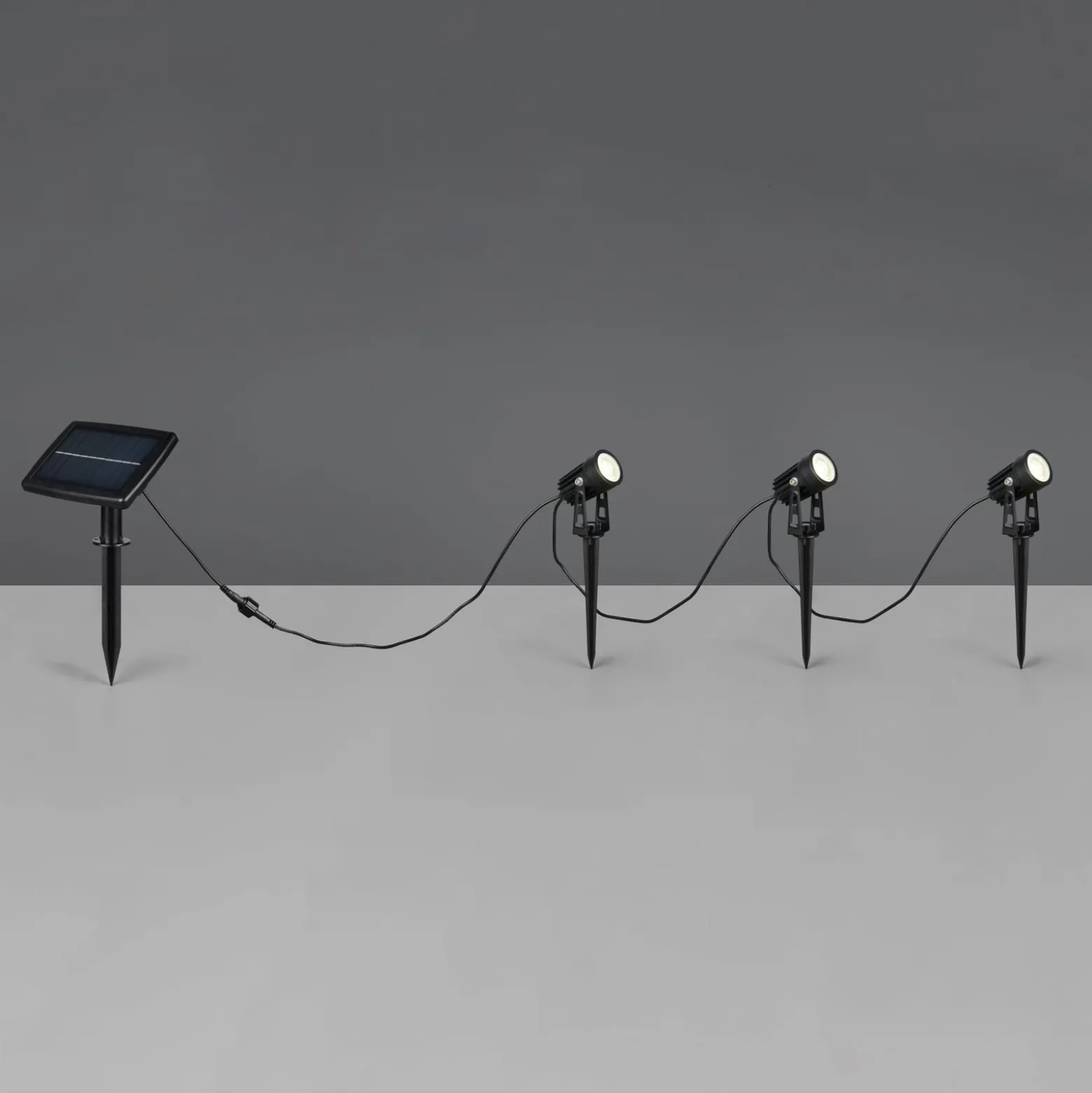 Solar-Strahler Obidos, schwarz matt, Aluminium, 3er
